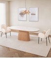 Mesa de comedor ovalada madera y porcelánico TELMA Roble