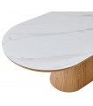 Mesa de comedor ovalada madera y porcelánico TELMA Roble