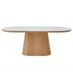 Mesa de comedor ovalada madera y porcelánico TELMA Roble