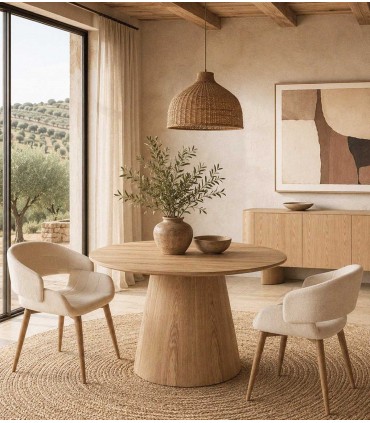 Mesa redonda en madera de roble NURIA