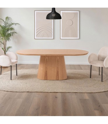 Mesa de comedor ovalada de madera TELMA Roble