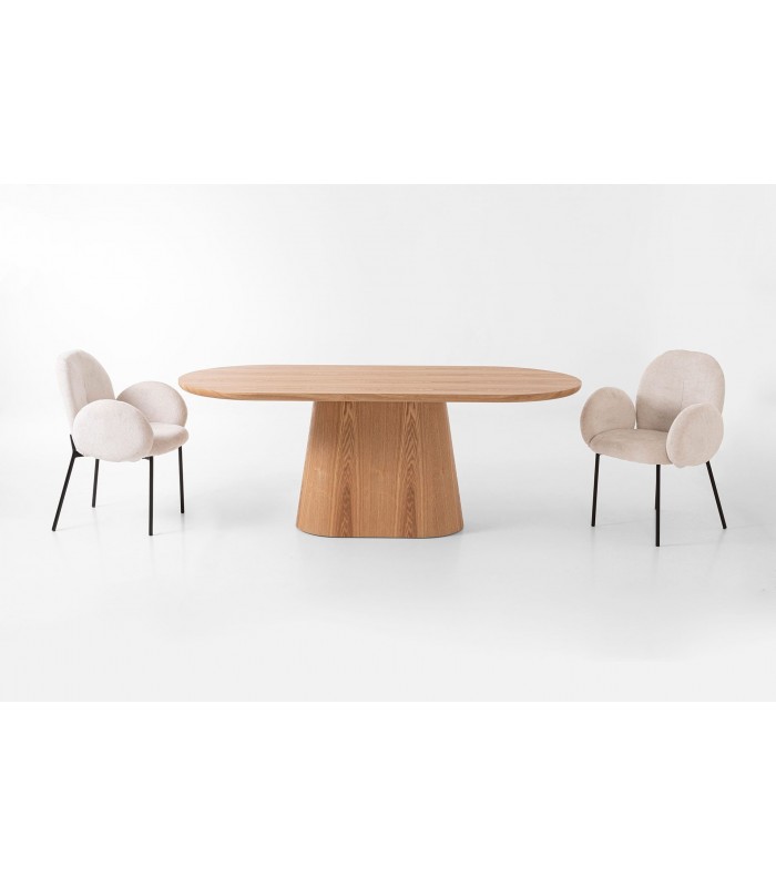 Mesa de comedor ovalada de madera TELMA Roble