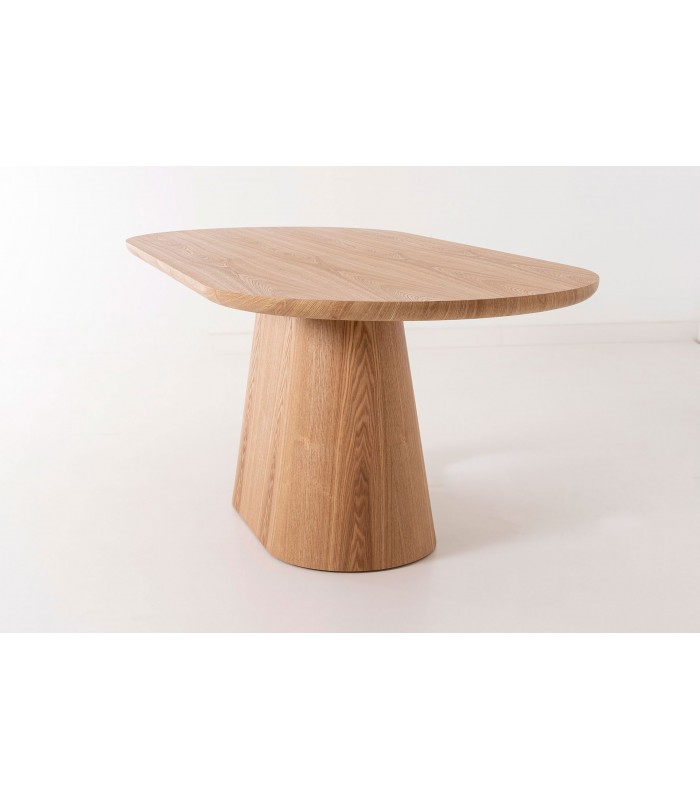 Mesa de comedor ovalada de madera TELMA Roble