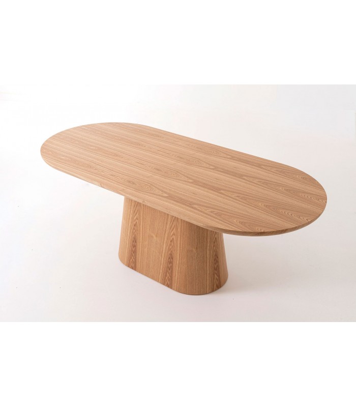 Mesa de comedor ovalada de madera TELMA Roble