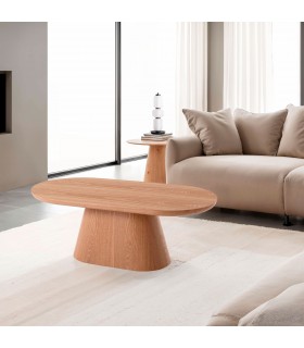 Mesa de centro ovalada de madera TELMA Roble