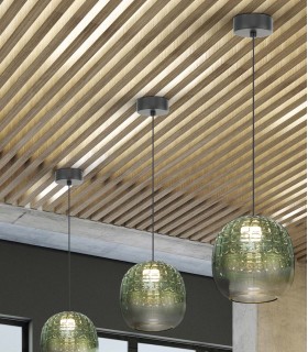 Colgante con tulipa de cristal verde MARES PQ
