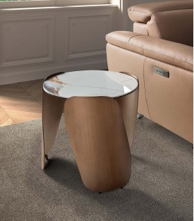 Mesa de rincón moderna en acero y porcelánico ÍTACA