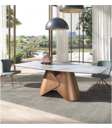 Mesa rectángular en acero y porcelánico ÍTACA