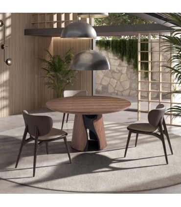 Mesa redonda de diseño en madera VALKA