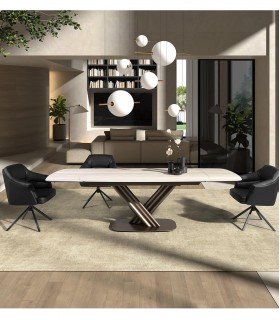 Mesa extensible en acero y porcelánico CAMILE