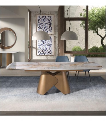 Mesa extensible en acero y porcelánico ÍTACA