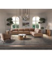Sillón bajo en piel y madera de nogal LORCA