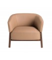 Sillón bajo en piel y madera de nogal LORCA