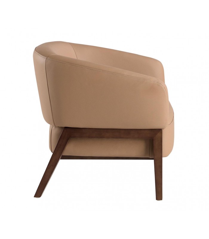 Sillón bajo en piel y madera de nogal LORCA