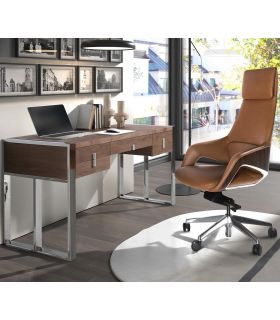 Escritorio en madera de nogal y acero modelo NORMAN