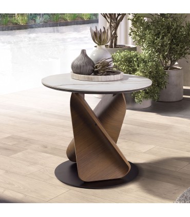 Mesa de rincón moderna en madera y porcelánico PLEX