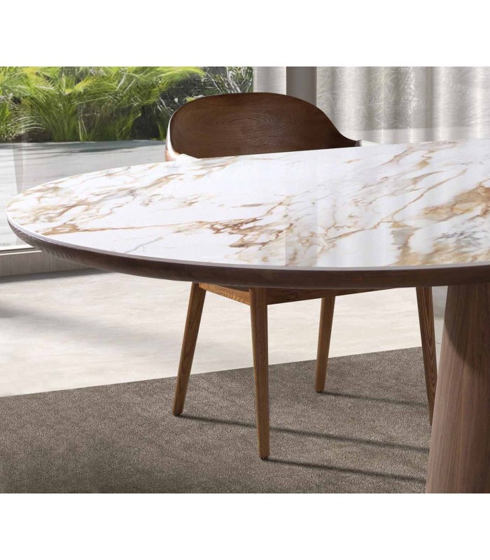 Mesa de diseño moderno en madera y porcelánico PILAR
