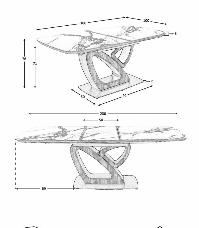 Mesa de salón extensible de original diseño DUALIS