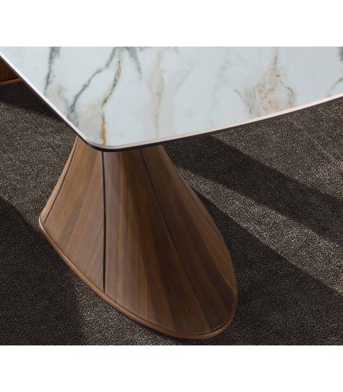 Mesa de diseño moderno en madera y porcelánico PÓRTICO