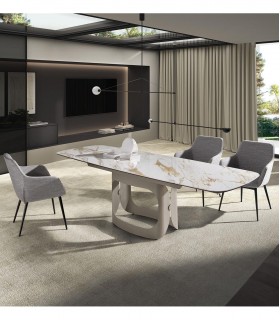 Mesa extensible en acero y porcelánico DAMA