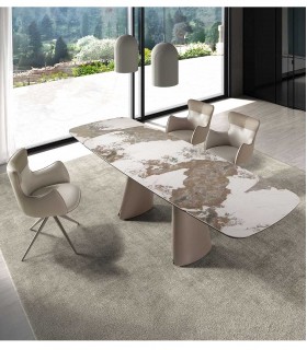 Mesa de comedor extensible acero y porcelánico SARAJEVO