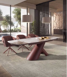 Mesa moderna extensible acero y porcelánico RIOJA