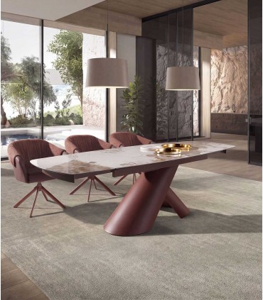 Mesa moderna extensible acero y porcelánico RIOJA