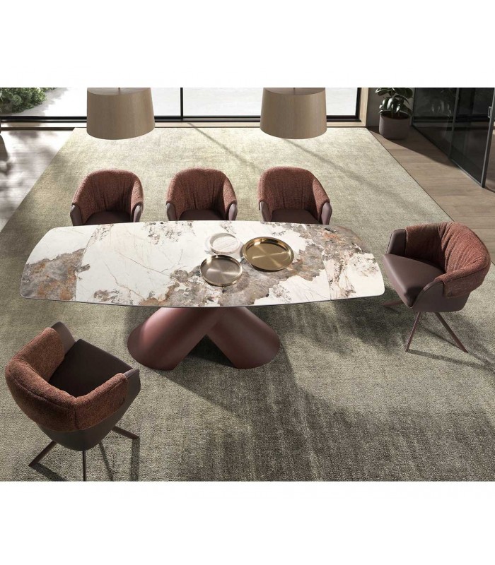 Mesa moderna extensible acero y porcelánico RIOJA