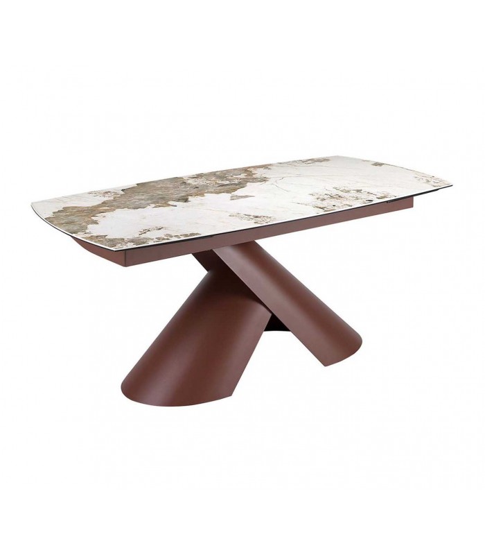Mesa moderna extensible acero y porcelánico RIOJA