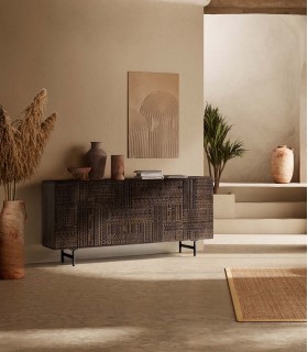 Aparador tallado en madera de mango KALAI
