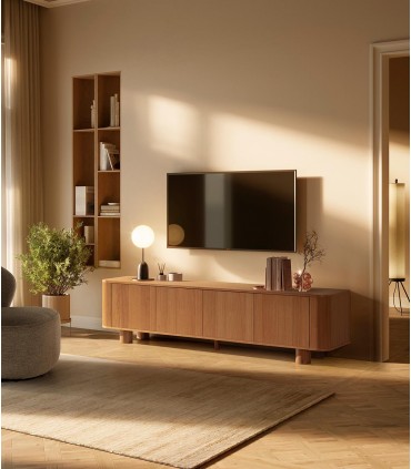 Mueble TV de estilo nórdico en madera de roble PADOC