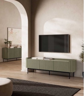 Mueble de televisión en madera y metal WILLA Verde