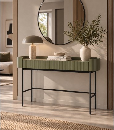 Consola moderna de madera y metal WILLA Verde
