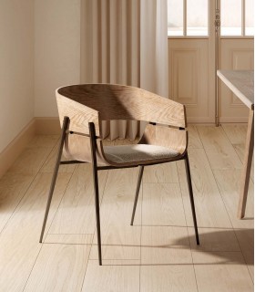 Set de 2 Sillones de comedor en madera y metal NAIA