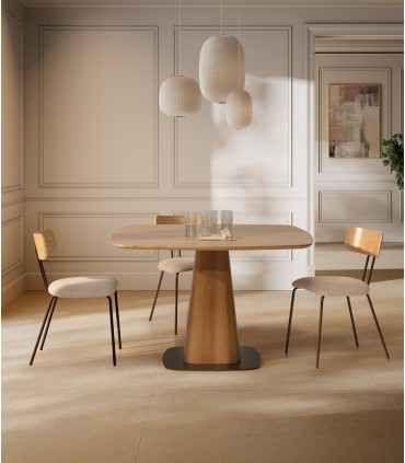 Mesa cuadrada de comedor en madera ETEL Roble