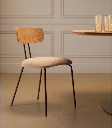 Silla de madera tapizada OLIMPIA roble