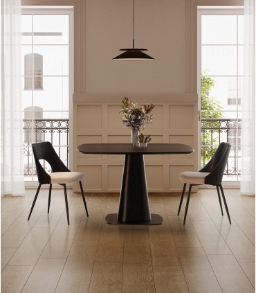 Mesa cuadrada de comedor estilo moderno ETEL Negra