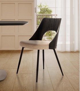 Set de 2 Sillas de madera tapizadas GILDA Negra