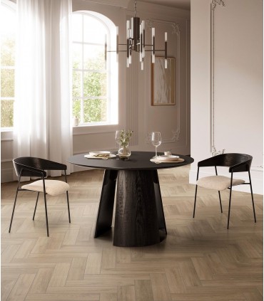 Mesa redonda de madera estilo moderno ZURI Negra