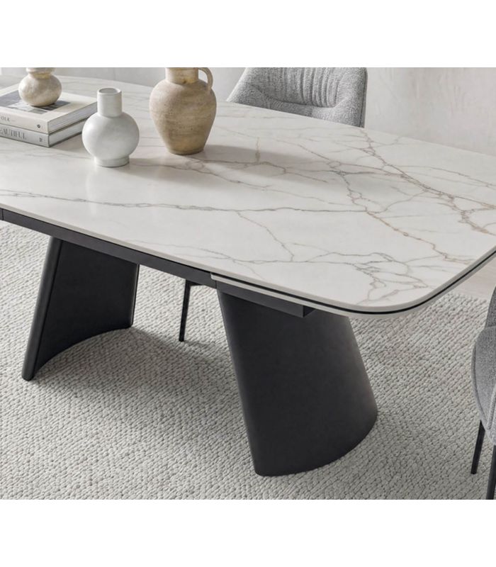 Mesa Extensible moderna en Porcelánico ASTURIAS Negra