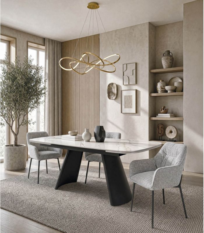 Mesa Extensible moderna en Porcelánico ASTURIAS Negra