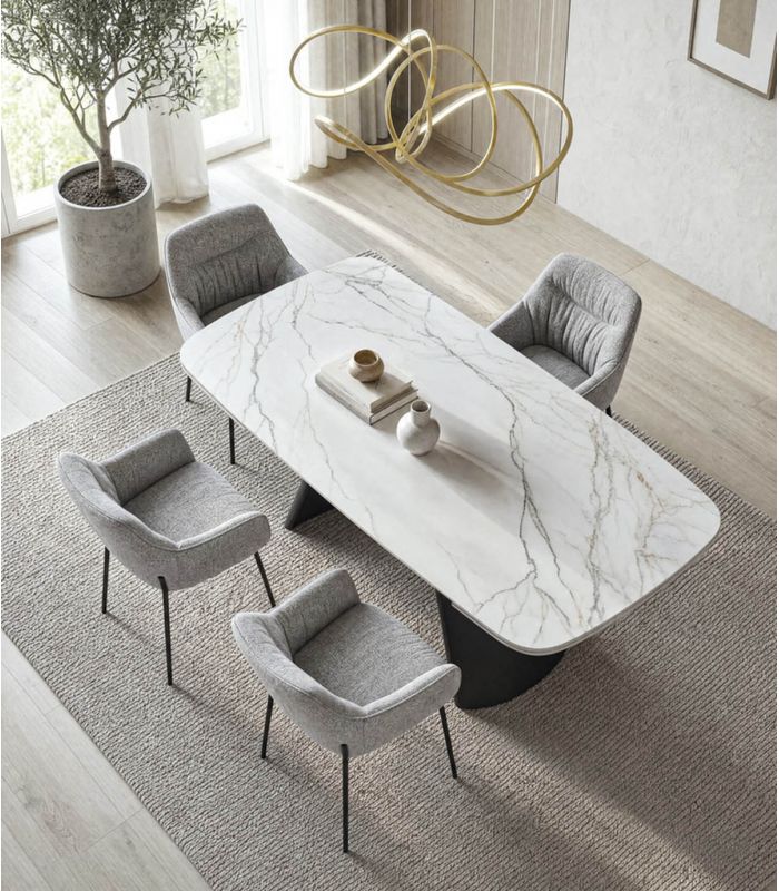 Mesa Extensible moderna en Porcelánico ASTURIAS Negra