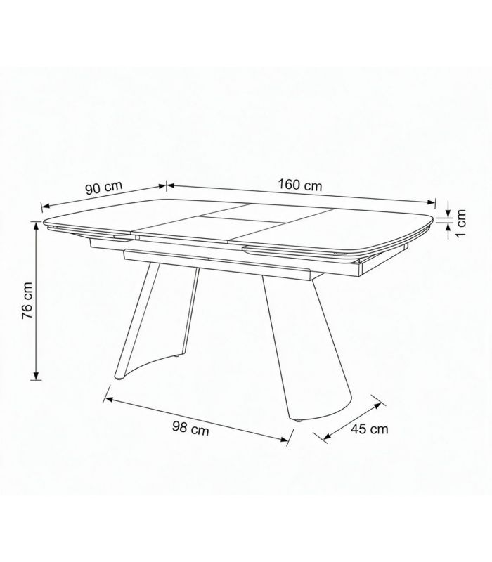 Mesa Extensible moderna en Porcelánico ASTURIAS Negra
