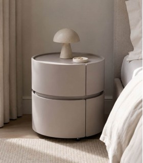 Mesita de dormitorio redonda LAIA beige
