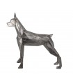Escultura de Perro Geométrico de Hierro Plateado