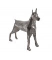 Escultura de Perro Geométrico de Hierro Plateado