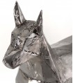 Escultura de Perro Geométrico de Hierro Plateado
