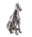 Figura decorativa de Perro sentado de Hierro Plateado