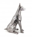 Figura decorativa de Perro sentado de Hierro Plateado