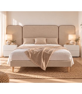 Cama con somier tapizado y plafones laterales ALVAR